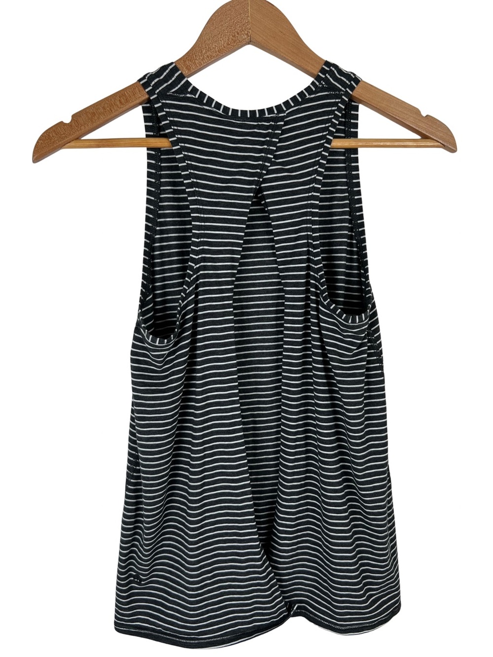 Lululemon All Tied Up Tank Black Heather Stripe Womens 4 Pima Cotton Blend